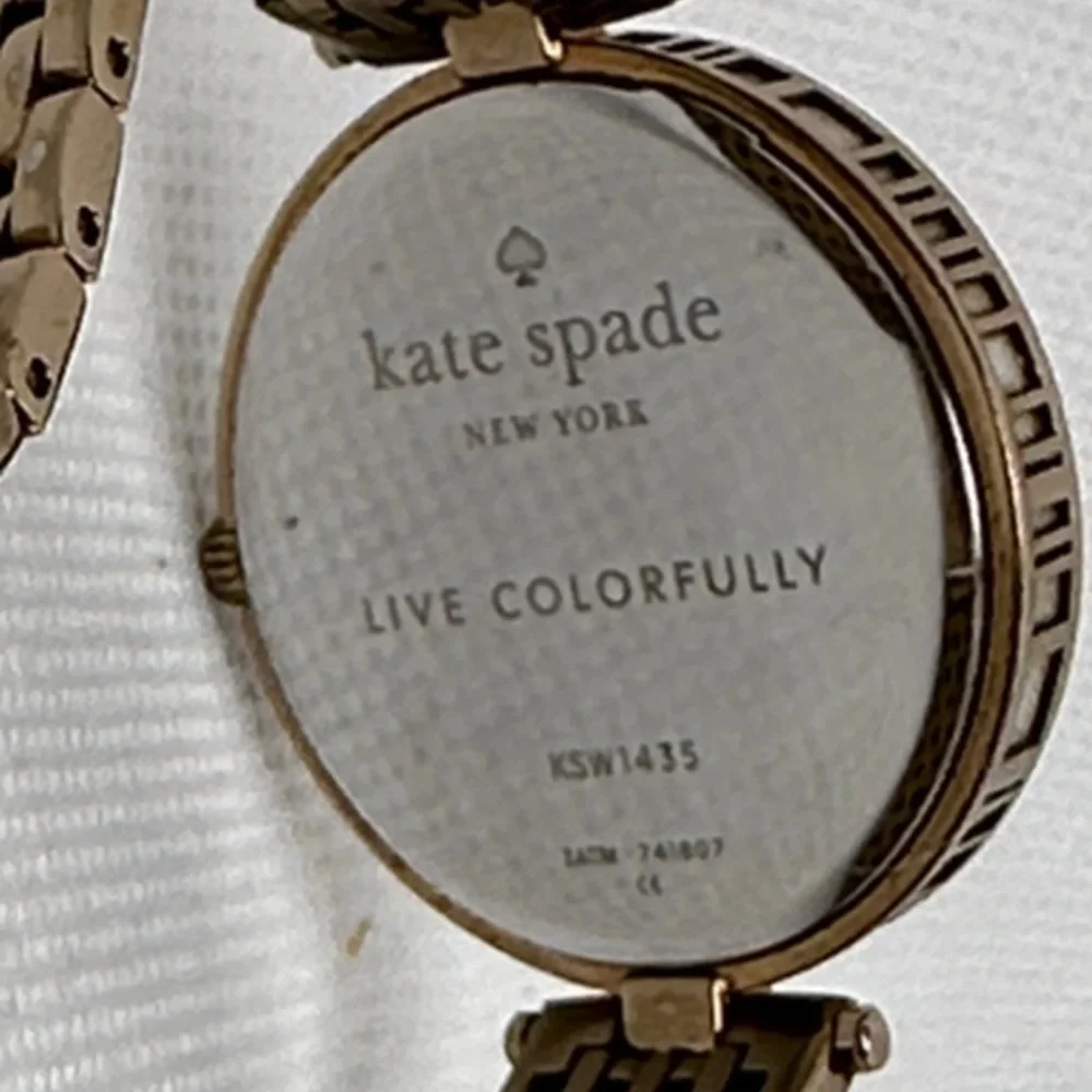 Kate Spade New York Varick Bracelet 36mm Watch Gold Bracelet Striped Face 2.75”